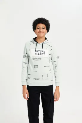 Senior Boys Mint Print Hooded Sweatshirt