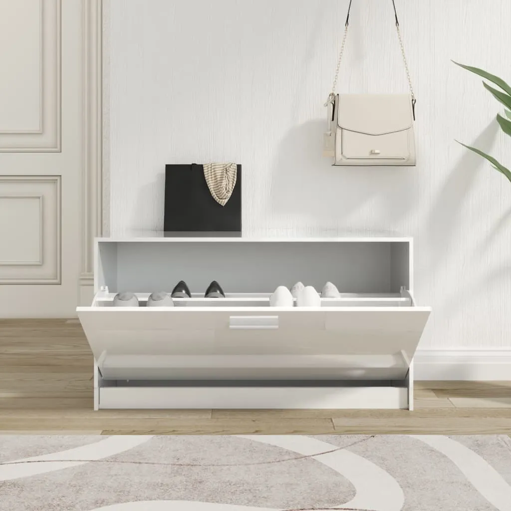 Shoe Bench High Gloss White 80x24x45 cm Engineered Wood