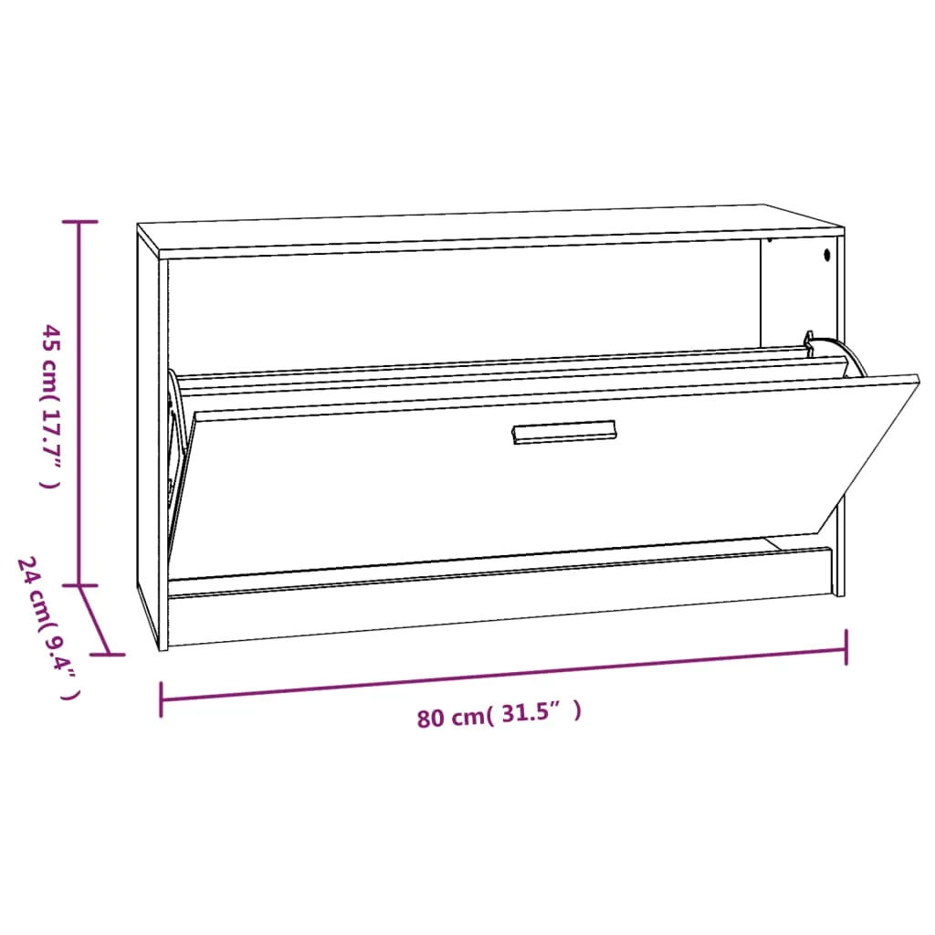 Shoe Bench High Gloss White 80x24x45 cm Engineered Wood