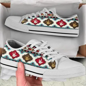 Sign Language Native Stripe Pattern Low Top Shoes , Low Top Sneaker, Low Top Canvas Shoes