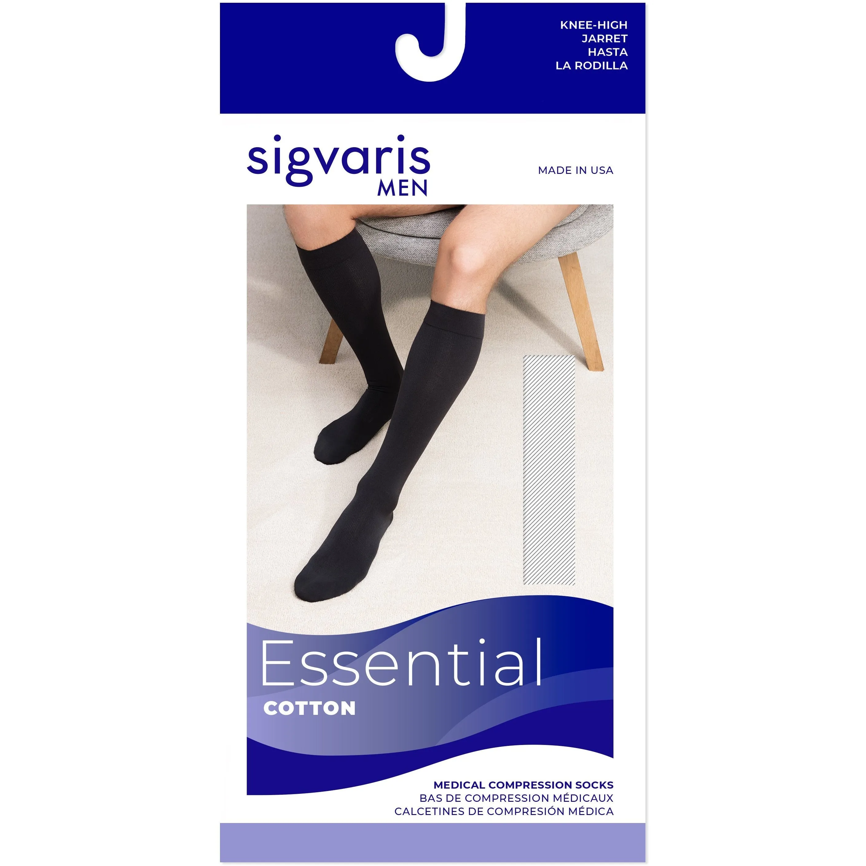 Sigvaris Cotton Men's Knee High 30-40 mmHg