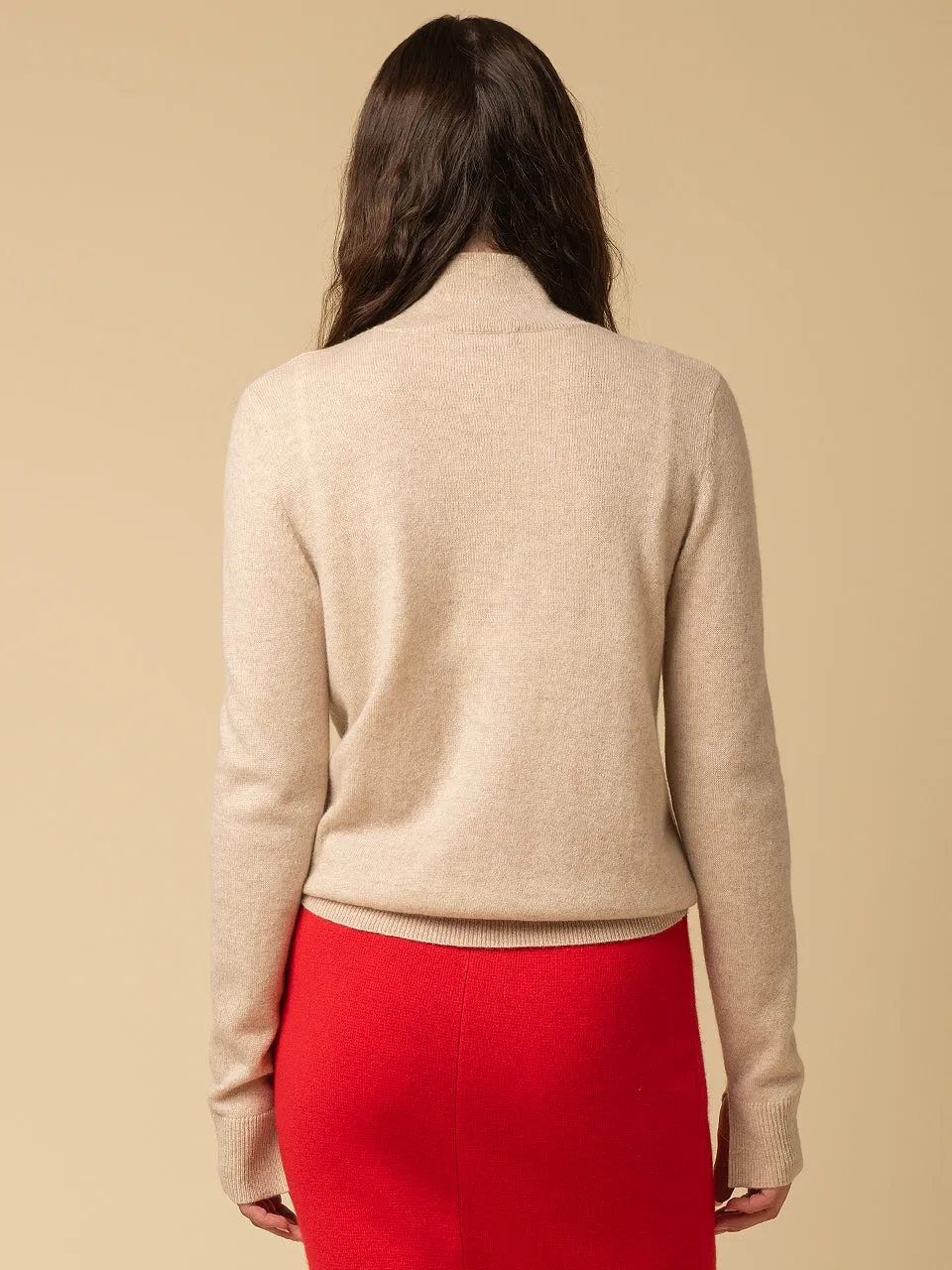 Simple High Neck Sweater_Oatmeal