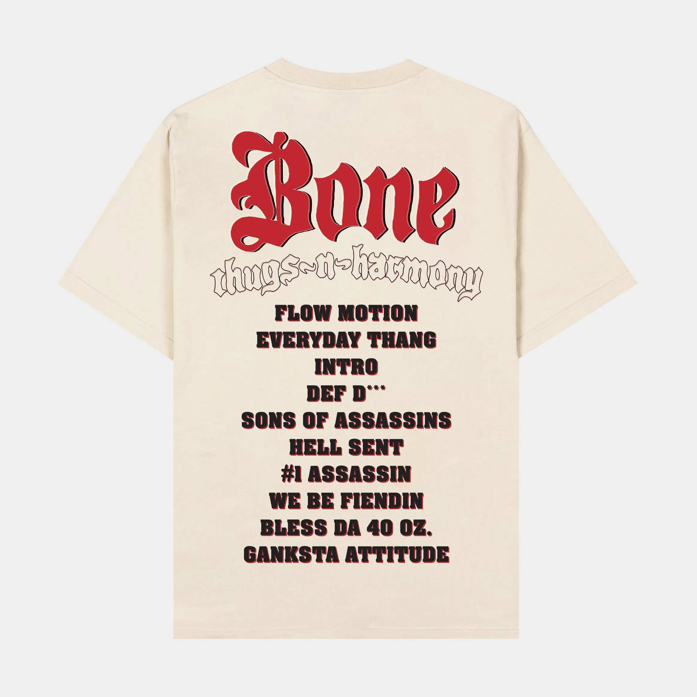 SP x Bone Thugs N Harmony Faces Of Death Mens Short Sleeve Shirt (Beige/Red)