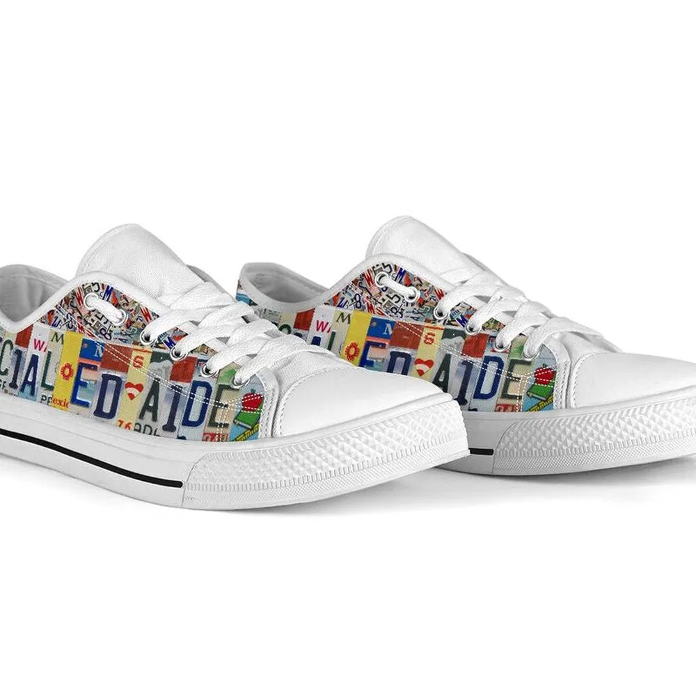 Special Ed Aide License Plates Low Top Shoes, Teacher Shoes, Low Top Sneakers