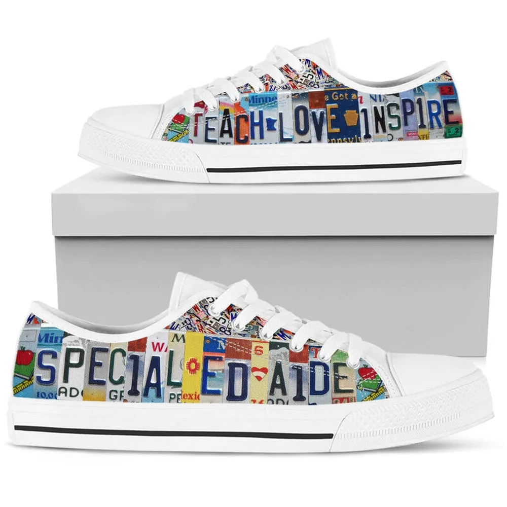 Special Ed Aide License Plates Low Top Shoes, Teacher Shoes, Low Top Sneakers