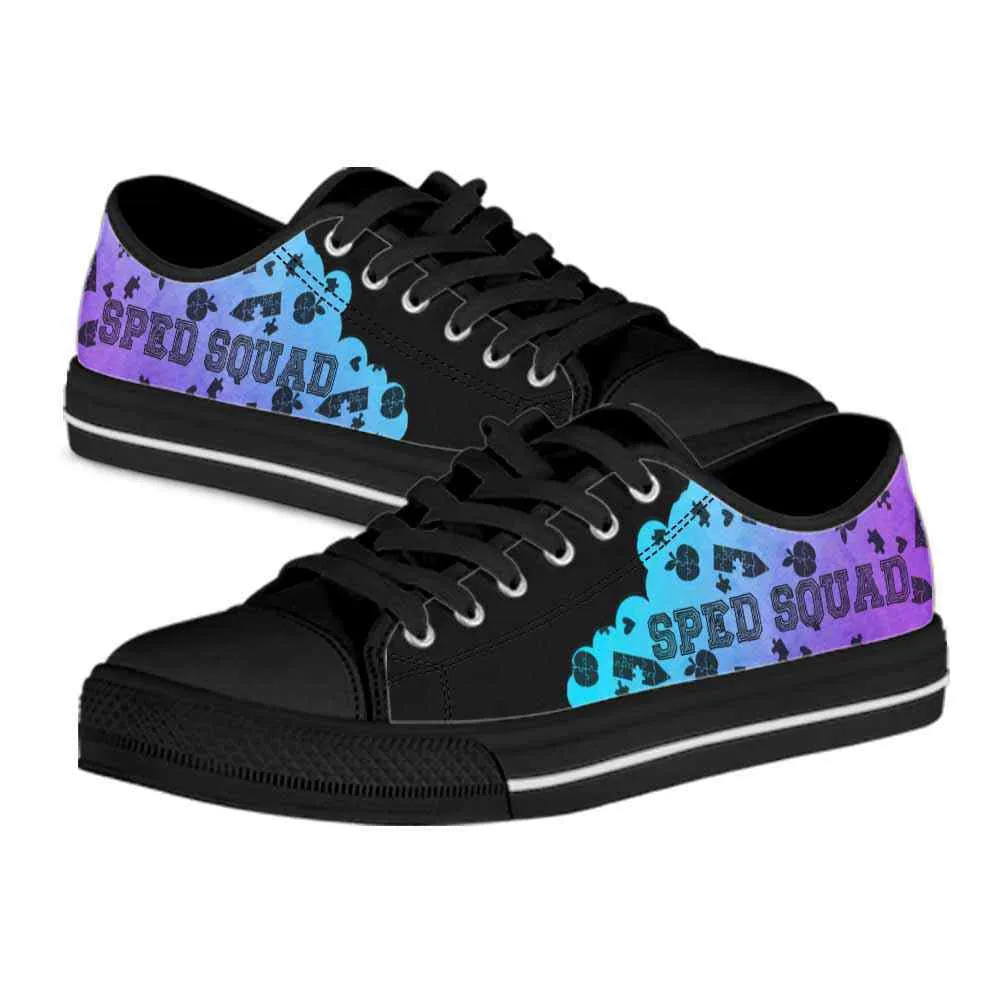 Sped Teacher Gradient Cloud Sped Squad Low Top Shoes, Teacher Shoes, Low Top Sneakers