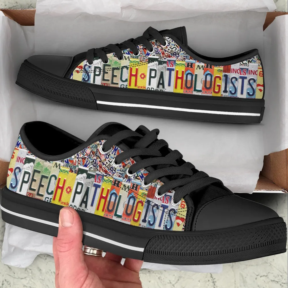 Speech Pathologists License Plates Low Top Shoes , Low Top Sneaker, Low Top Canvas Shoes