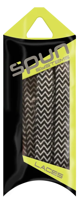 Spun™ 3/8" Printed ShoeLaces - Black & White Chevron