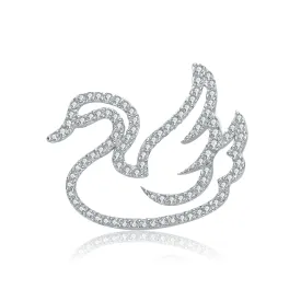 Sterling Silver Swan Cubic Zirconia Pin