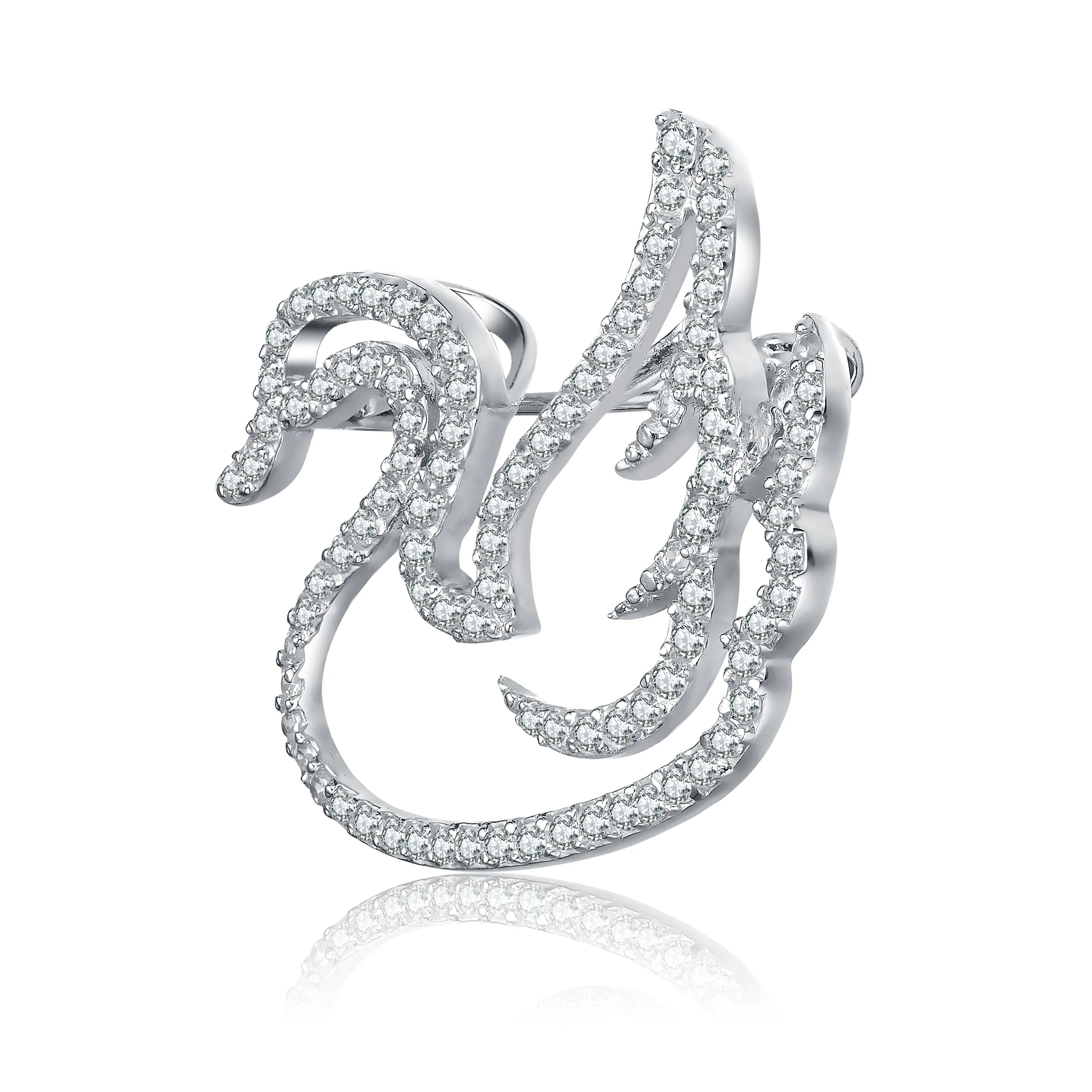 Sterling Silver Swan Cubic Zirconia Pin