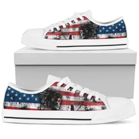 Stylish Native American Skull Pattern Low Top Shoes , Low Top Sneaker, Low Top Canvas Shoes