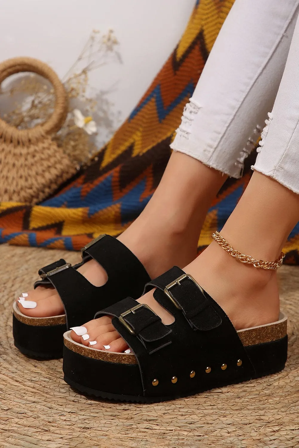 Suede Buckle Platform Sandals | PRE ORDER