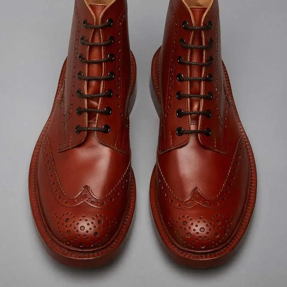 TRICKER'S Stow Boots - Mens Dainite or Leather Sole - Marron Antique