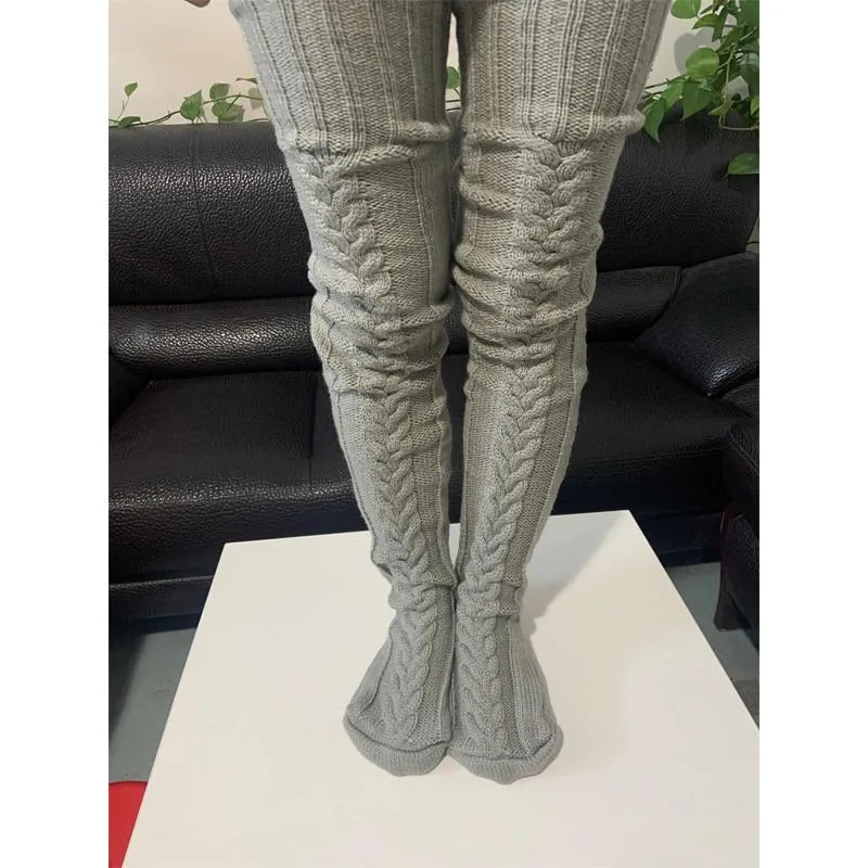 Women Winter Knitted Thigh High Long Socks