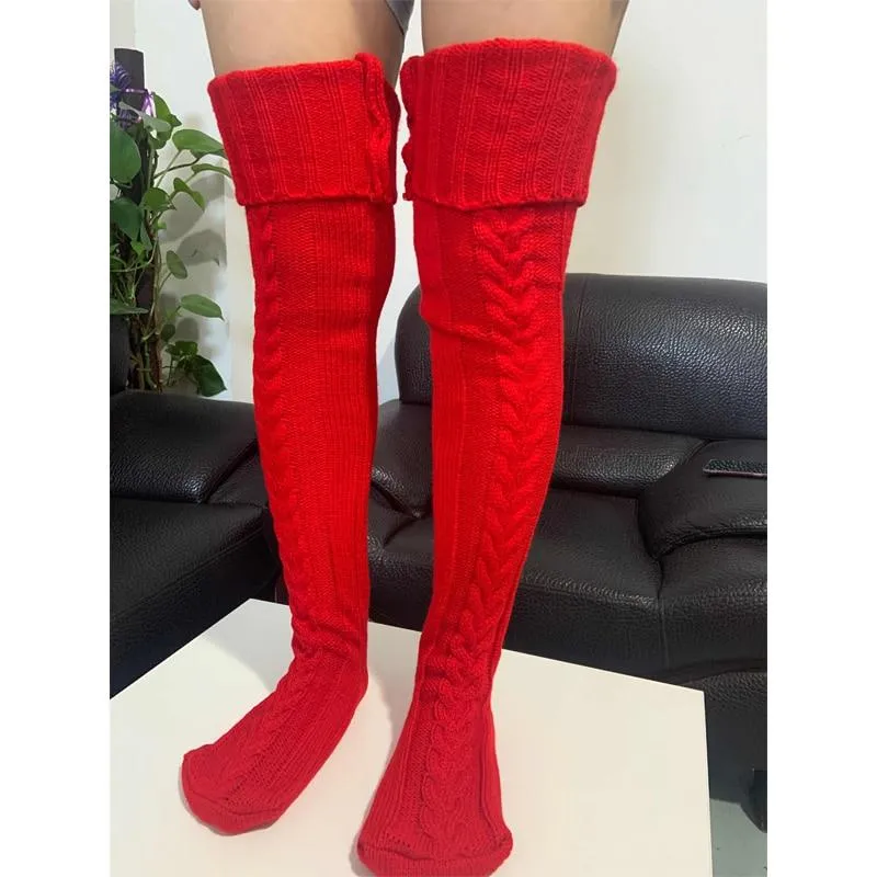 Women Winter Knitted Thigh High Long Socks