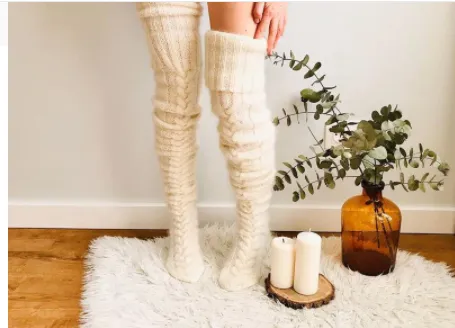 Women Winter Knitted Thigh High Long Socks