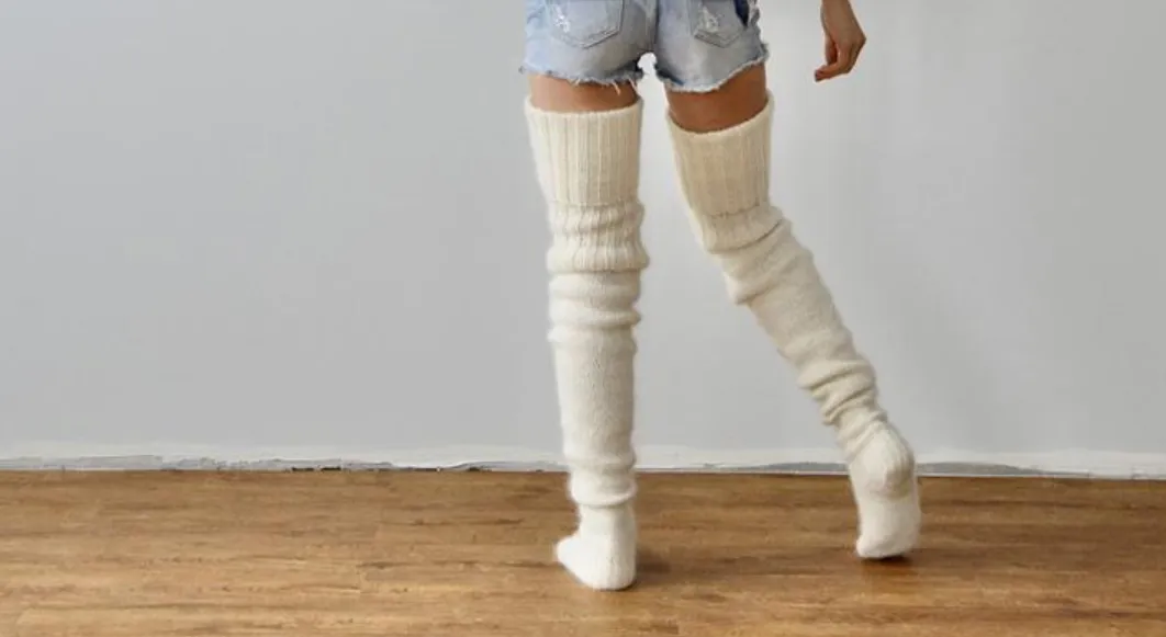 Women Winter Knitted Thigh High Long Socks