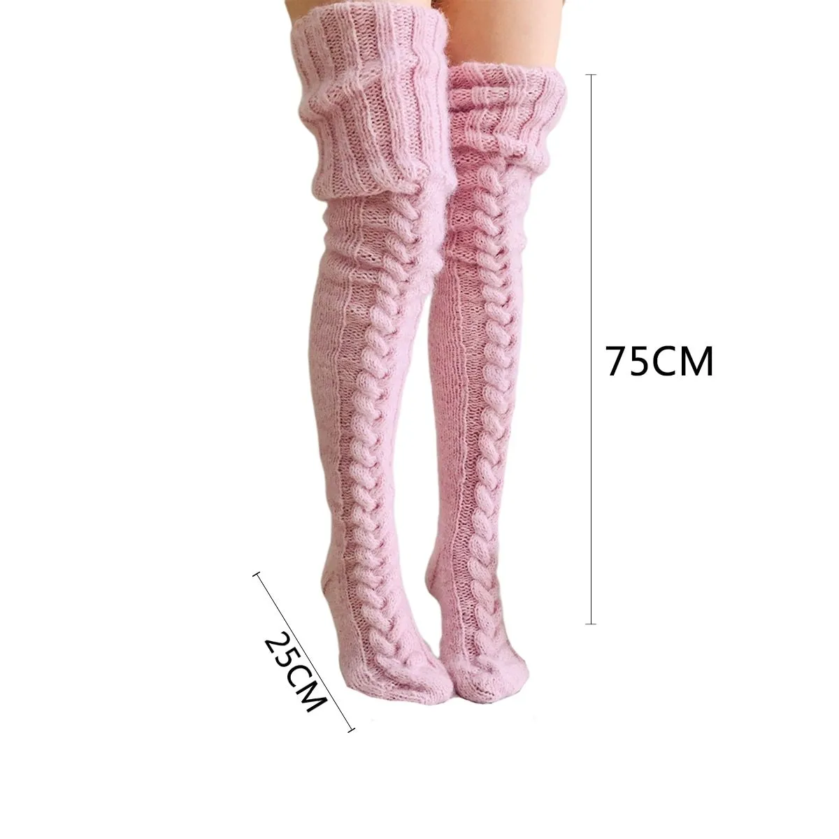 Women Winter Knitted Thigh High Long Socks