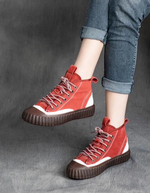 Women's Casual Ankle Leather Sneakers