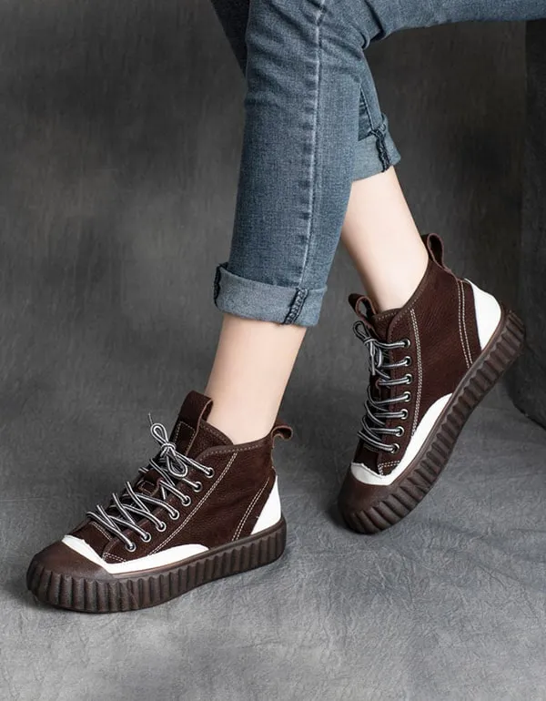 Women's Casual Ankle Leather Sneakers