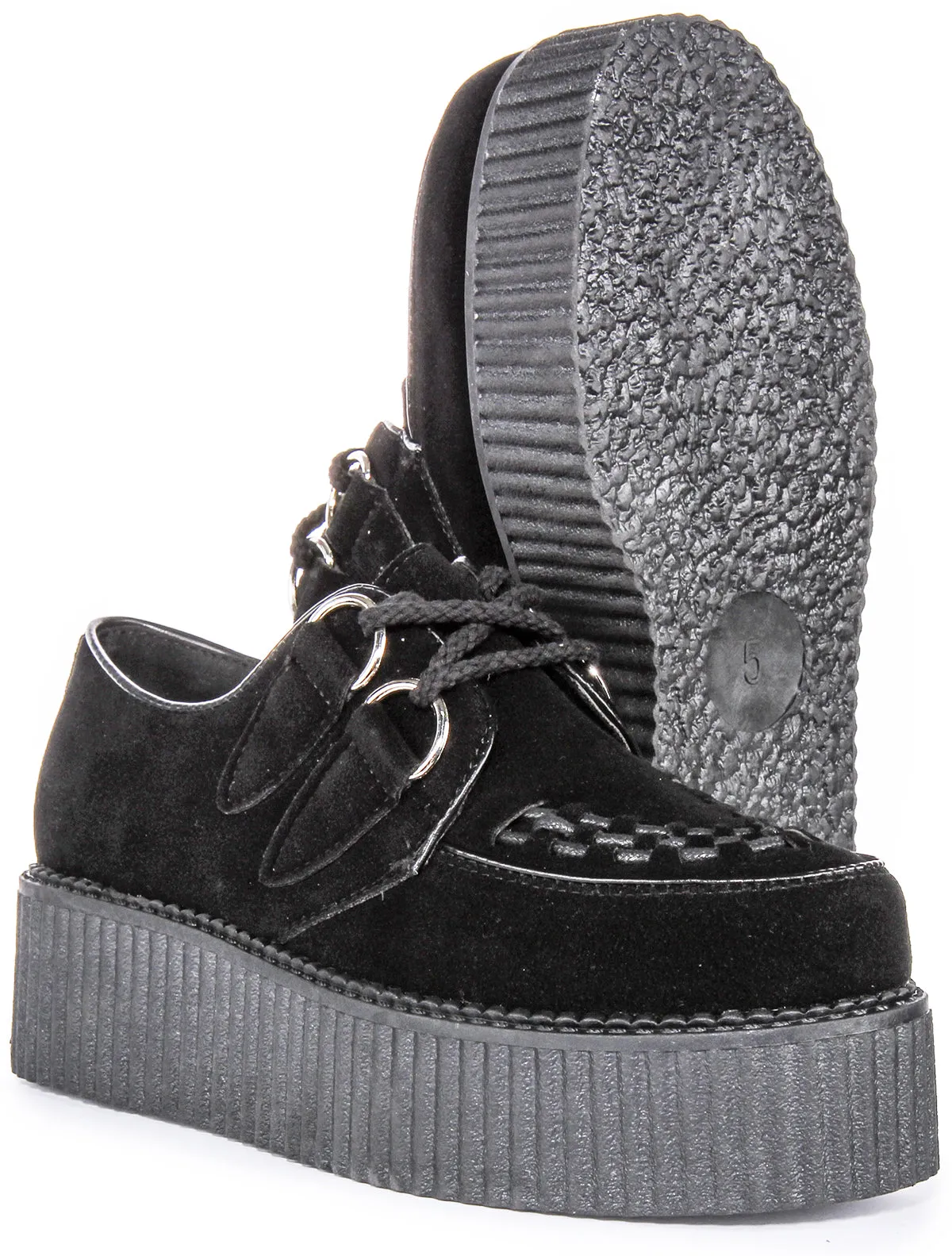 Womens Creeper Double Sole In Black Mono For Women